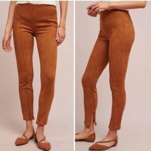 Anthropologie Faux Suede Leggings burnt orange Size 28